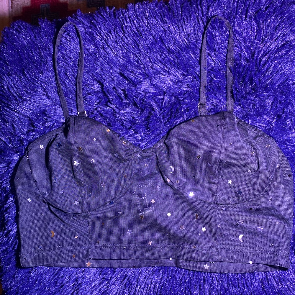 ❌sold❌Celestial Mesh Black Crop Top